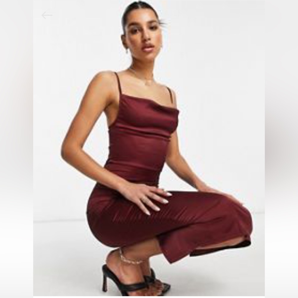 Parisian satin cami dress burgundy